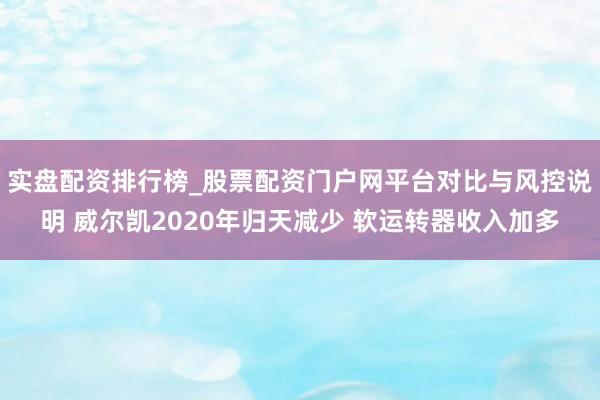 实盘配资排行榜_股票配资门户网平台对比与风控说明 威尔凯2020年归天减少 软运转器收入加多